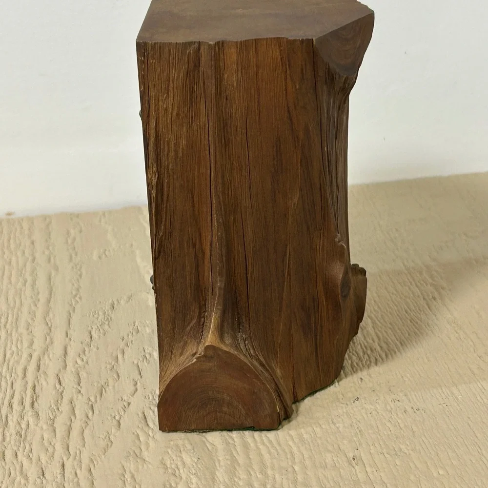 Western Post Holes Wood Jewelry Box 8in Brown Rustic Tree Stump 2 Drawer Trinket